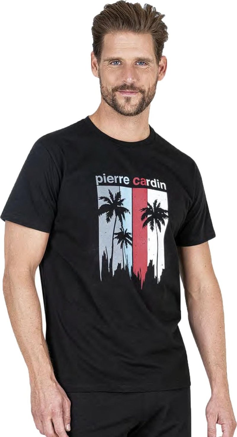 pierre cardin 100% Cotton Full Pattern Pajama Set, Men's T-Shirt Trouser Set, Pockets - Image 2