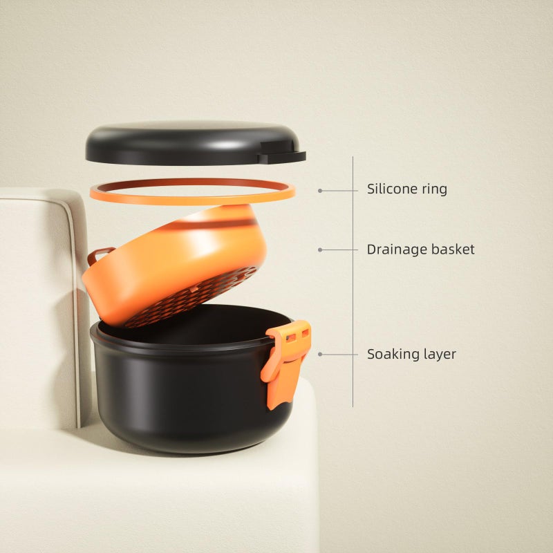 ARGOMAX Leak Proof Retainer Cleaner Case, Denture Cups for Soaking Dentures, Denture Travel Case (Black + Orange). - Image 3