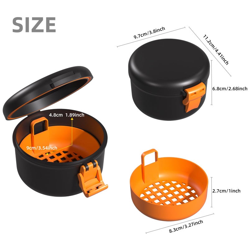 ARGOMAX Leak Proof Retainer Cleaner Case, Denture Cups for Soaking Dentures, Denture Travel Case (Black + Orange). - Image 2