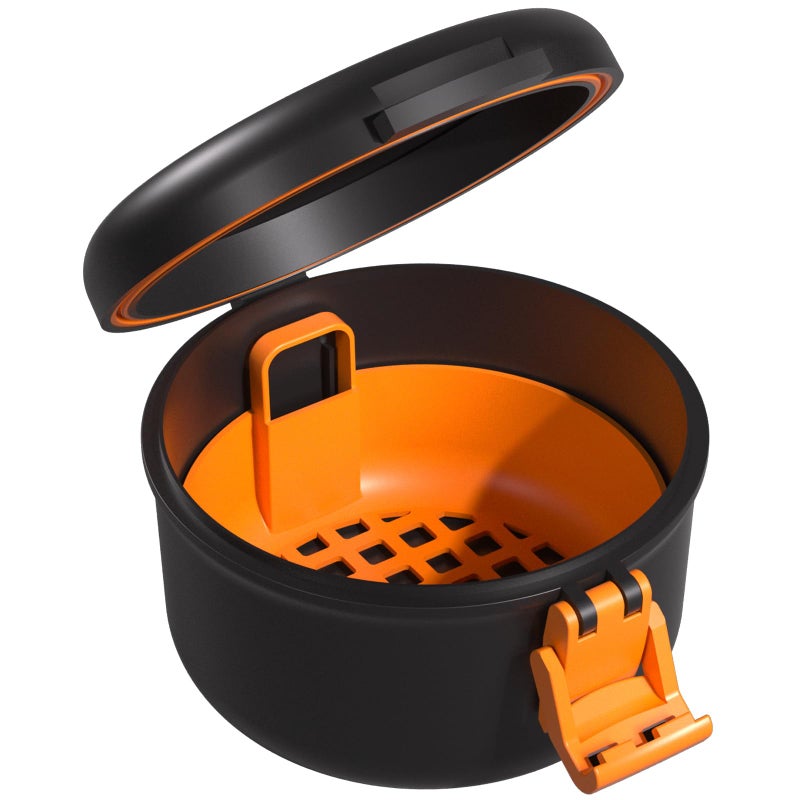 ARGOMAX Leak Proof Retainer Cleaner Case, Denture Cups for Soaking Dentures, Denture Travel Case (Black + Orange). - Image 1