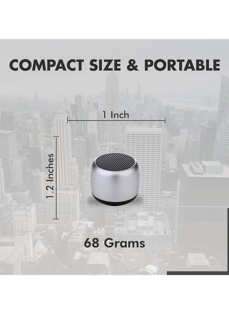 Bliszaar Best Mini Portable Bluetooth Speaker with HD Sound & Bass, Smallest Wireless Bluetooth Speakers for Phone/PC/Tablet, Photo Selfie Button Answer Phone Calls, Cute Tiny Speaker, Sliver  - Image 5