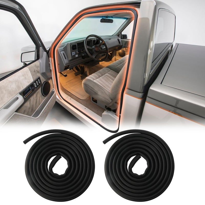 BELKEBIR Door Weather Stripping, Rubber Seal Trim Weatherstrip Compatible with 1988-2000 Chevy GMC C1500 C2500 C3500 K1500 K2500 K3500 Blazer Suburban Tahoe Yukon Cadillac Escalade Front Left & Right Side Seal - Image 1