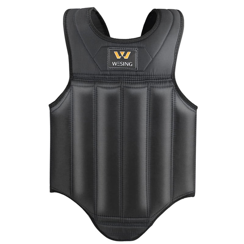 W WESING Wesing Martial Arts Muay Thai Boxing Chest Protector MMA Sanda Chest Guard (Black, XXL) - Image 1