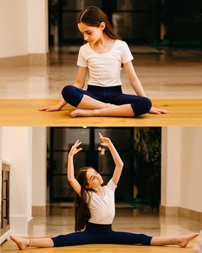Stelle Girls Athletic Leggings Kids Dance Workout Running Yoga Pants with Hidden Pocket (Capri-Black, 10-11 Years) - Image 3