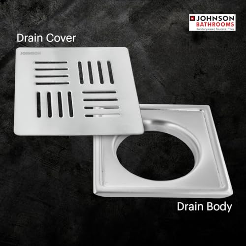 Johnson Bathrooms Johnson Ruby 5x5 inches Square Floor Drain | SS304 Grade Floor Trap Jali/Drain Cover| Anti-Rust, Matt/Satin Finish | 2 Year Warranty (T2981S - Stainless Steel) - Image 4