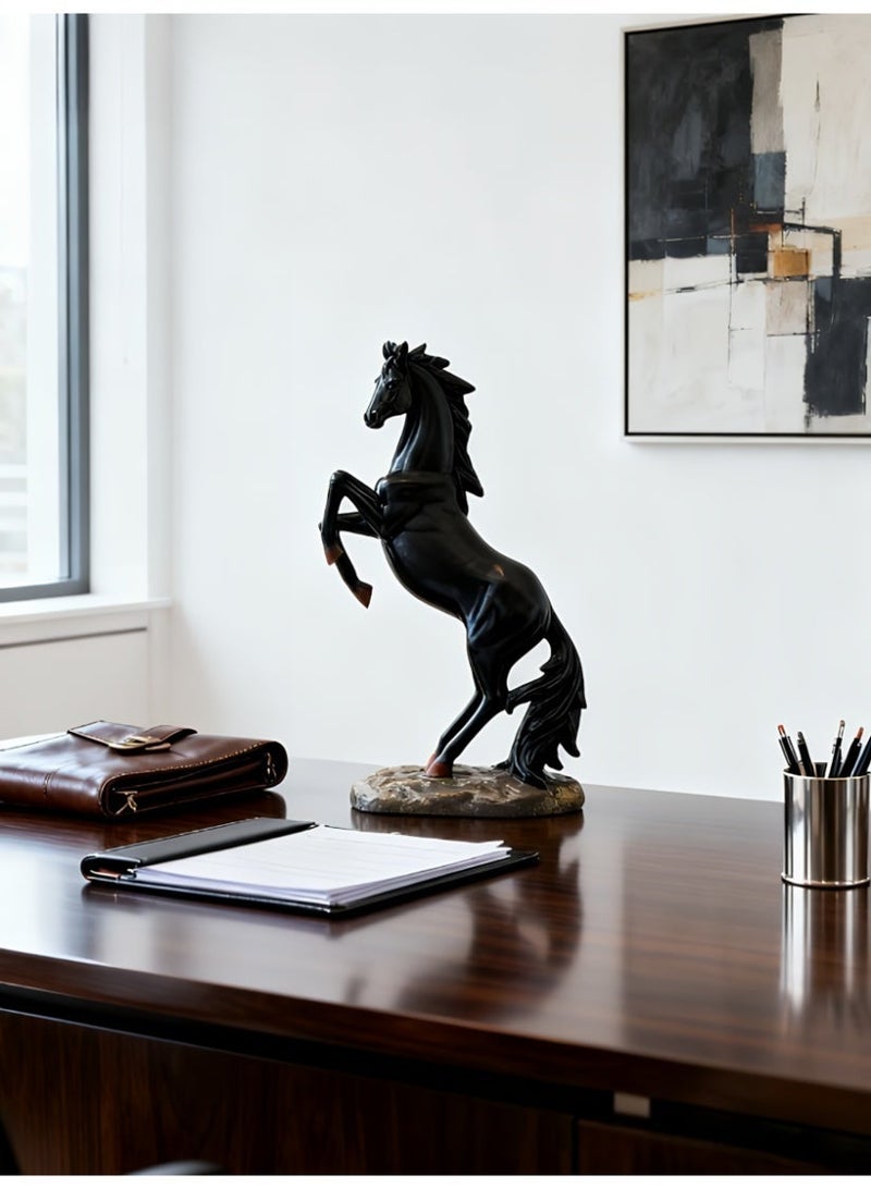 ALMiHomi Horse Sculpture Black Resin Figurine – Elegant Home Decor Horse Statue for Living Room, Office, Shelf – Modern Art Animal Ornament – 33.5cm - Image 4