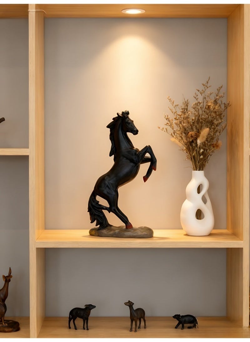 ALMiHomi Horse Sculpture Black Resin Figurine – Elegant Home Decor Horse Statue for Living Room, Office, Shelf – Modern Art Animal Ornament – 33.5cm - Image 5