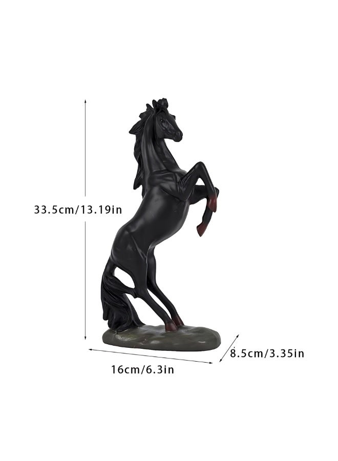 ALMiHomi Horse Sculpture Black Resin Figurine – Elegant Home Decor Horse Statue for Living Room, Office, Shelf – Modern Art Animal Ornament – 33.5cm - Image 2