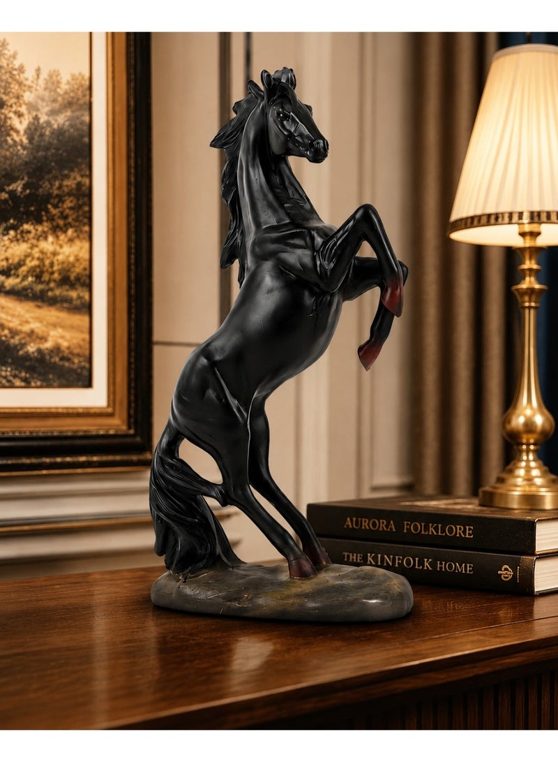 ALMiHomi Horse Sculpture Black Resin Figurine – Elegant Home Decor Horse Statue for Living Room, Office, Shelf – Modern Art Animal Ornament – 33.5cm - Image 1
