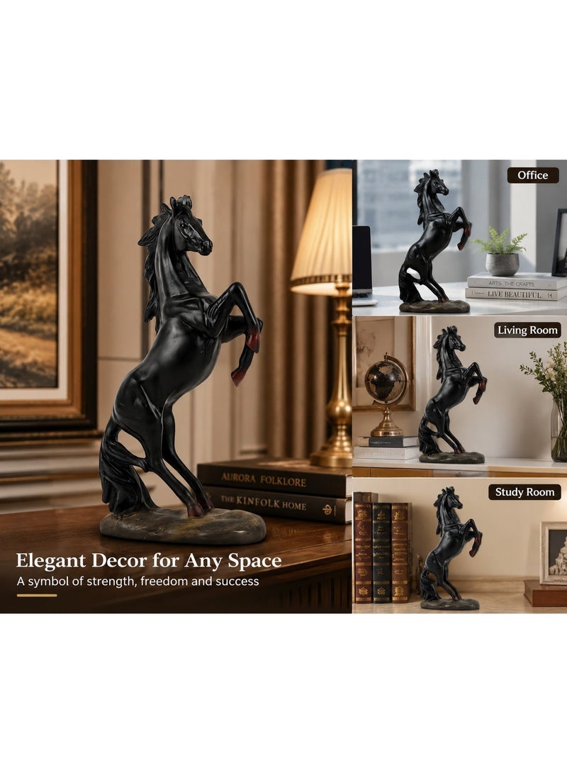ALMiHomi Horse Sculpture Black Resin Figurine – Elegant Home Decor Horse Statue for Living Room, Office, Shelf – Modern Art Animal Ornament – 33.5cm - Image 5