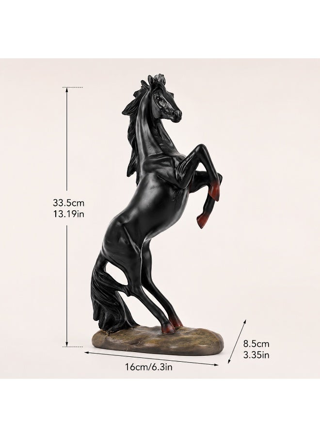 ALMiHomi Horse Sculpture Black Resin Figurine – Elegant Home Decor Horse Statue for Living Room, Office, Shelf – Modern Art Animal Ornament – 33.5cm - Image 4