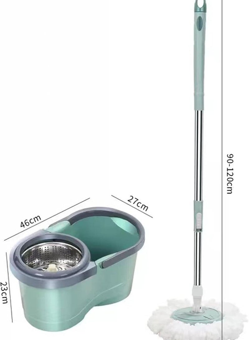Spin Mop and Bucket System with Stainless Steel Handle, Self-Wringing, 360° Rotating, Hands-Free Cleaning, for Home  Kitchen – Mint Green - Image 2