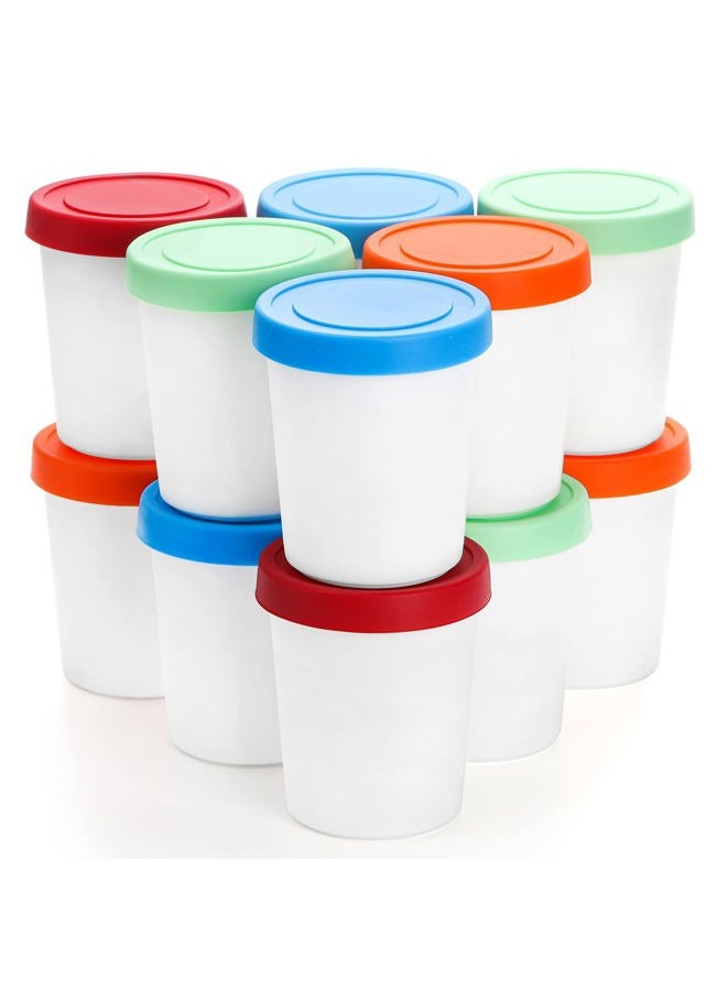 Peohud 12 Pack Mini Ice Cream Containers, 6oz Freezer Storage Tub with Silicone Lids, Reusable Storage Container for Homemade Ice Cream, Gelato, Sorbet, Dessert - Image 1