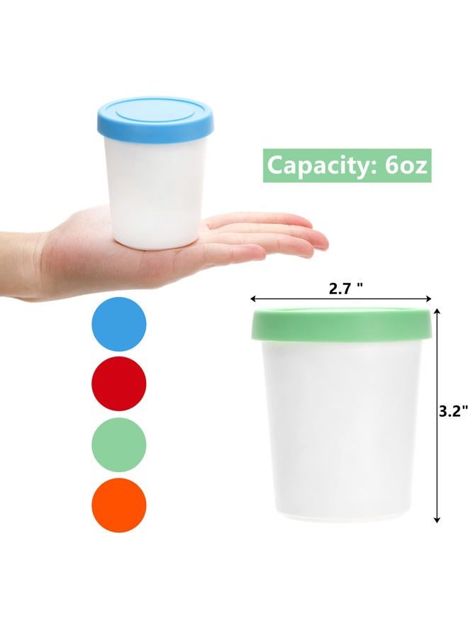 Peohud 12 Pack Mini Ice Cream Containers, 6oz Freezer Storage Tub with Silicone Lids, Reusable Storage Container for Homemade Ice Cream, Gelato, Sorbet, Dessert - Image 2