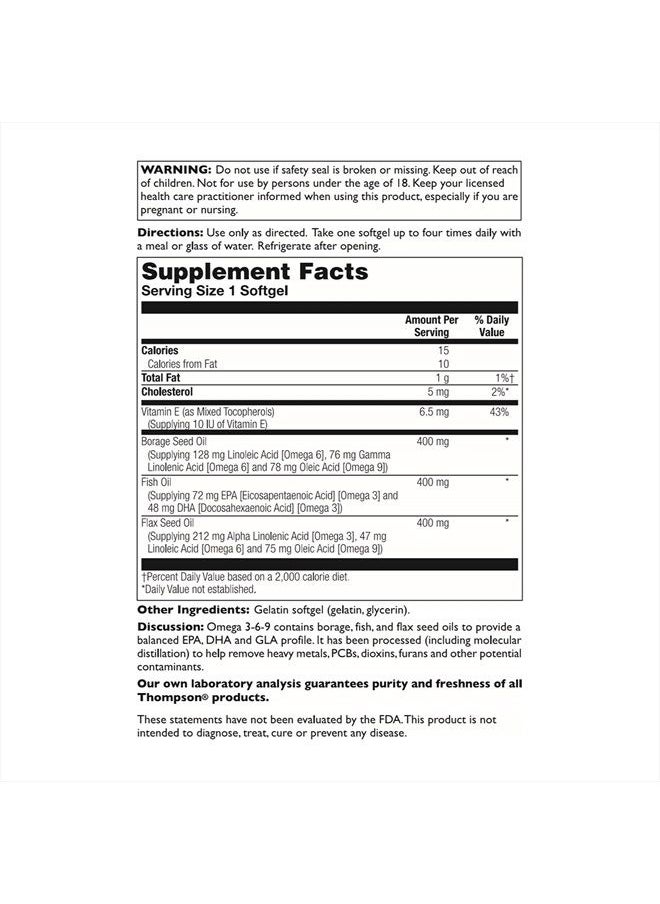 Thompson - Omega 3-6-9 1200mg | 120ct - Image 1