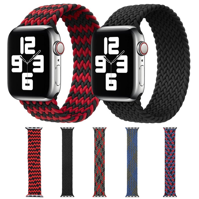 Mixed Color Nylon Braided Single Loop Watch Band For Apple Watch Series 7 41mm / 6 & SE & 5 & 4 40mm / 3 & 2 & 1 38mm, Size:S(Charcoal)