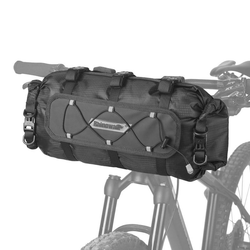 Rhinowalk Bicycle Handlebar Bag both sides open and folded closed with waterproof inner pocket suitable for road bike mountain bike etc