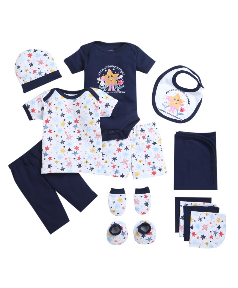 BUMZEE Navy & White Baby Boys Baby Gift Set Pack Of 13 Age - 0-3 Months (Peb9548-nbl.wht) - Image 1