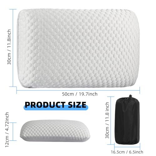 Crisonky Travel and Camping Pillow- Compressible Medium Firm Memory Foam Pillow with Carry Bag for Backpacking & Airplane, Lumbar Support. Breathable Cooling Fabric, Washable Pillowcase (Royal Silver) - Image 2