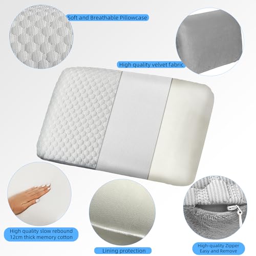 Crisonky Travel and Camping Pillow- Compressible Medium Firm Memory Foam Pillow with Carry Bag for Backpacking & Airplane, Lumbar Support. Breathable Cooling Fabric, Washable Pillowcase (Royal Silver) - Image 4