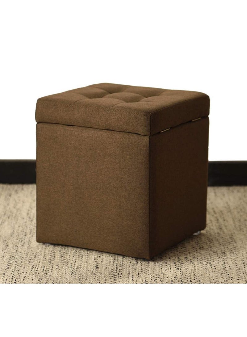 LINGWEI Ottoman Storage Stool Footrest Cube Brown 30x35x30cm - Image 1