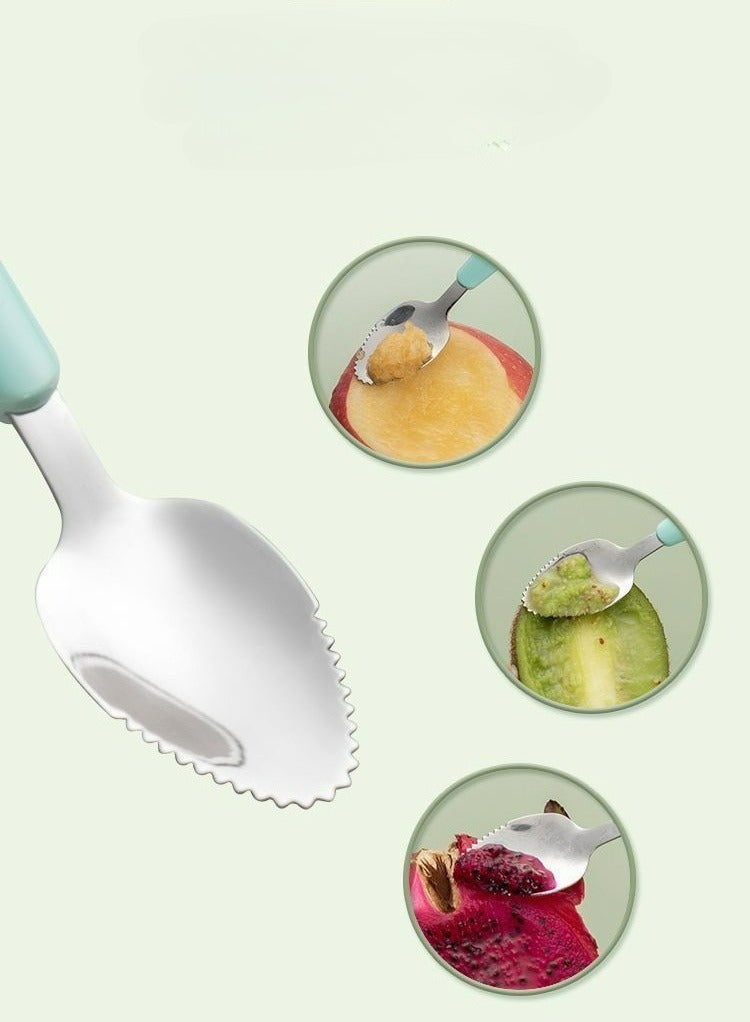 2pcs Toddler Utensils,Double Head Baby Spoon,Silicone Baby Fruit Scraping Mud Spoon Feeding Spoons Training Spoon Set for Infants Baby,Green - Image 3