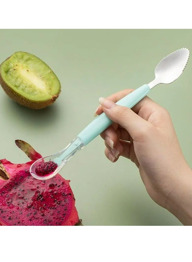 2pcs Toddler Utensils,Double Head Baby Spoon,Silicone Baby Fruit Scraping Mud Spoon Feeding Spoons Training Spoon Set for Infants Baby,Green - Image 2