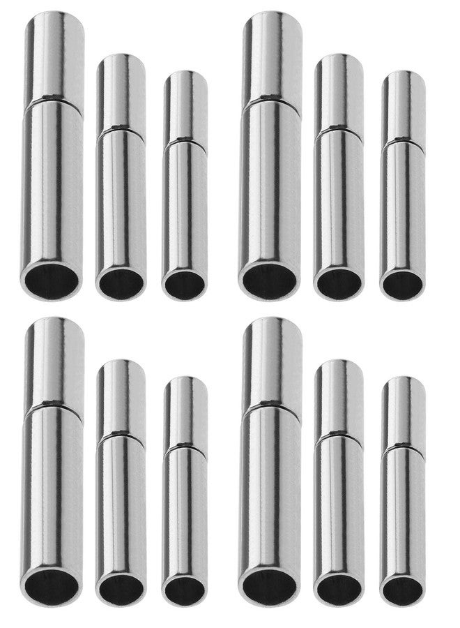 Create idea 30pcs Cord End Caps 3mm 4mm 6mm Copper Push Tube Clasps Bracelet End Clasp Jewelry Making Finding for Leather Rope Bracelet Necklace Silver - Image 1