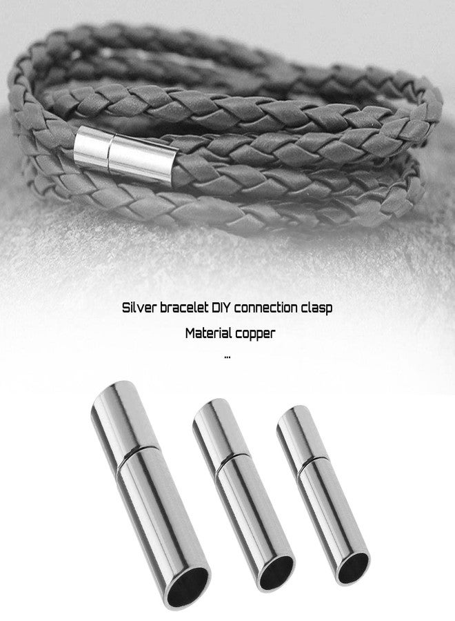 Create idea 30pcs Cord End Caps 3mm 4mm 6mm Copper Push Tube Clasps Bracelet End Clasp Jewelry Making Finding for Leather Rope Bracelet Necklace Silver - Image 2