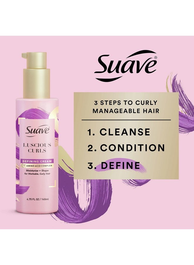 سواف كريم تصفيف الشعر Suave Pink Luscious Curls، كريم لتجعيدات الشعر الرائعة، كريم لتحديد تجعيدات الشعر مع مركب من الأحماض الأمينية، 4.75 أونصة  - Image 2