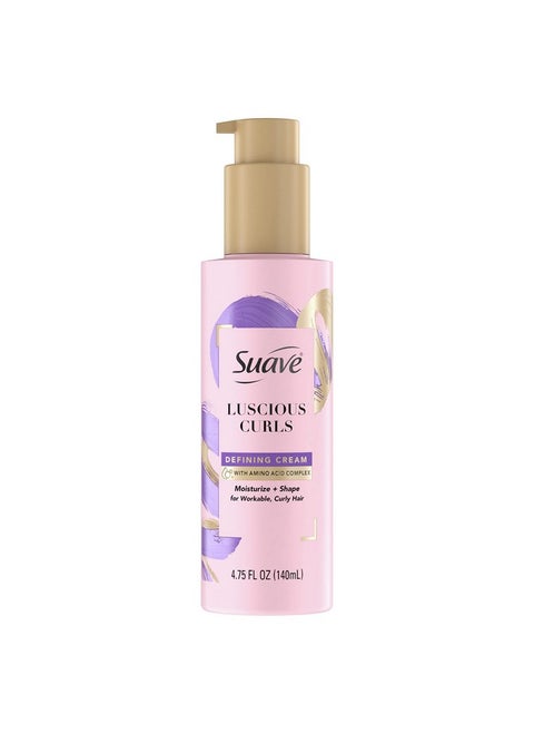 كريم تصفيف الشعر Suave Pink Luscious Curls، كريم لتجعيدات الشعر الرائعة، كريم لتحديد تجعيدات الشعر مع مركب من الأحماض الأمينية، 4.75 أونصة