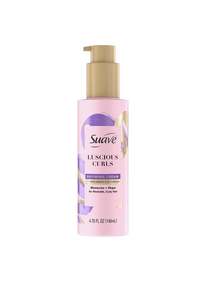 سواف كريم تصفيف الشعر Suave Pink Luscious Curls، كريم لتجعيدات الشعر الرائعة، كريم لتحديد تجعيدات الشعر مع مركب من الأحماض الأمينية، 4.75 أونصة  - Image 1