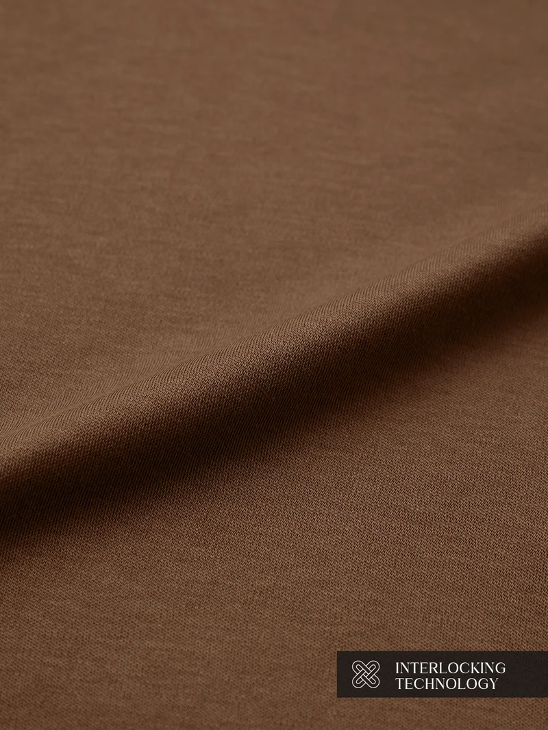 The Souled Store  The Souled Store Supima: Dusky Mocha Men and Boys Short Sleeves Round Neck Solid Cotton Regular Fit Lightweight Breathable Durable Everyday Comfortable T-Shirt  | Best Price UAE