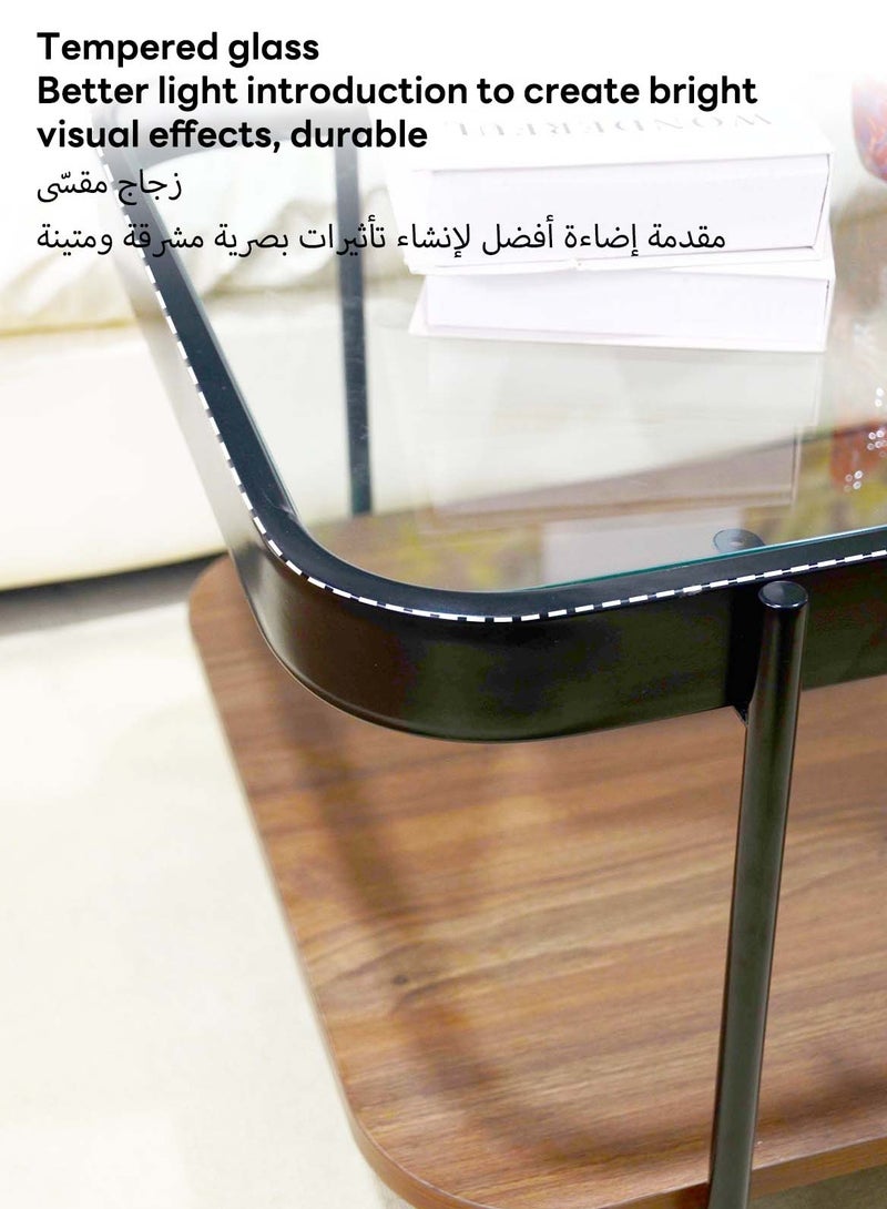 شاربدو طاولة القهوة البيضاوية، غرفة المعيشة الحديثة البسيطة، زجاج منزلي مقنن، طاولة جانبية فاخرة خفيفة 120*58*43 سم - Image 3