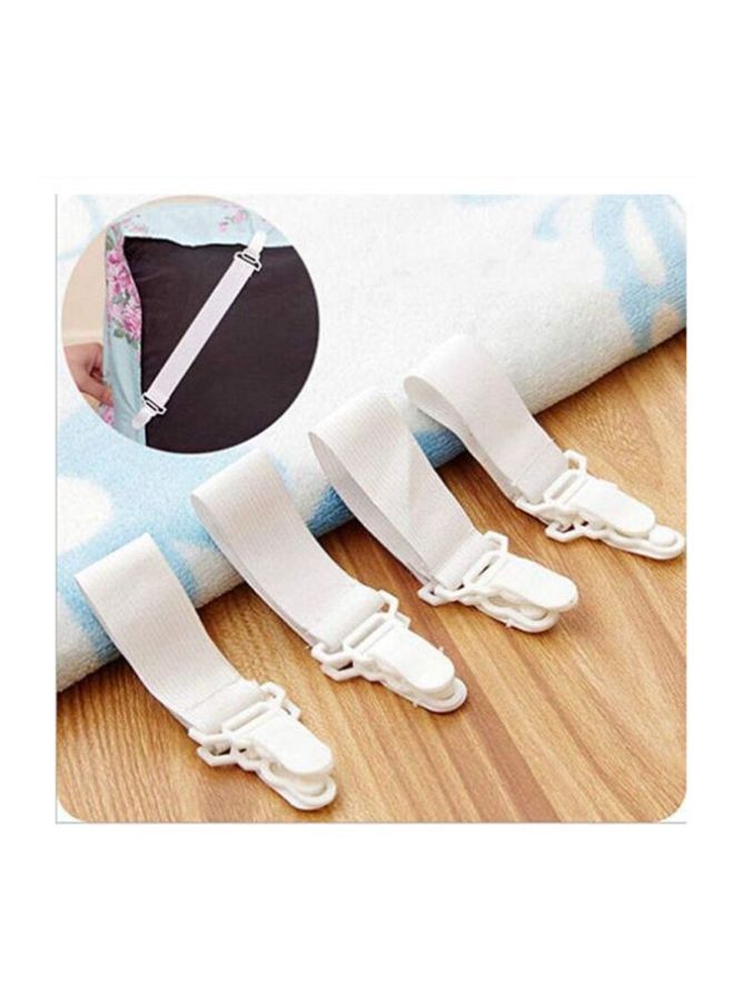 NIBEMINENT 4-Piece Adjustable Bed Sheet Straps White 20x2.5centimeter  - Image 2