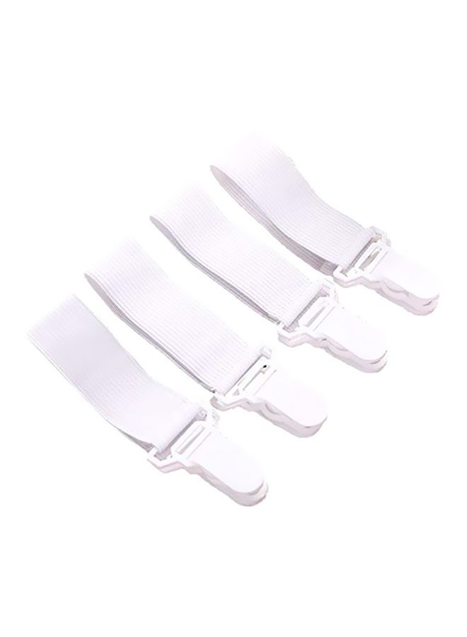 NIBEMINENT 4-Piece Adjustable Bed Sheet Straps White 20x2.5centimeter  - Image 1