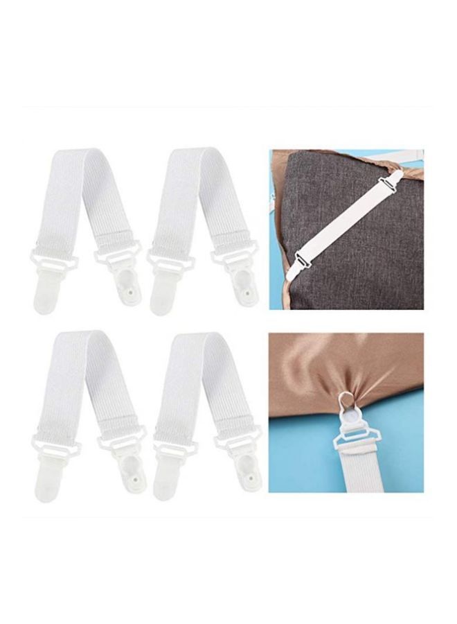 NIBEMINENT 4-Piece Adjustable Bed Sheet Straps White 20x2.5centimeter  - Image 3