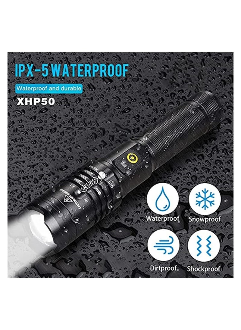 Y&D - LED Flashlight, 5000 Lumens Rechargeable Flashlights with 3 Modes, Waterproof Zoomable Handheld for Camping Hiking Fishing Outdoor Adventures - Image 1