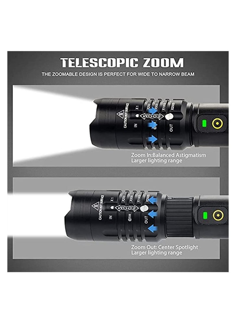 Y&D - LED Flashlight, 5000 Lumens Rechargeable Flashlights with 3 Modes, Waterproof Zoomable Handheld for Camping Hiking Fishing Outdoor Adventures - Image 1