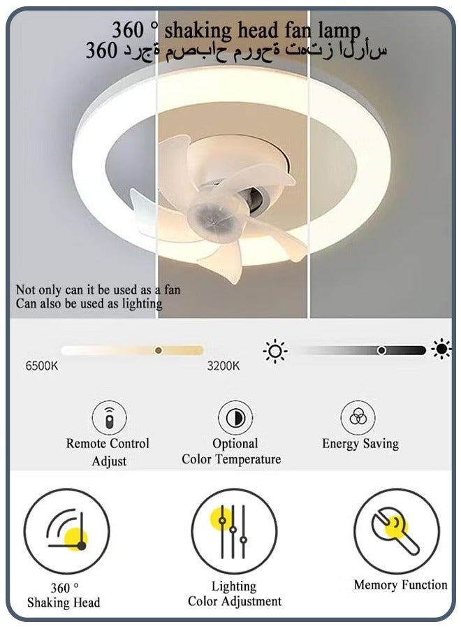 Ceiling Fan with Lights Remote LED Dimmable Mini Ceiling Fans with E27 LED Lamp 3 Wind speeds 2 Color Dimming and Timing Memory for Kids Room Living Room Bedroom  - Image 3