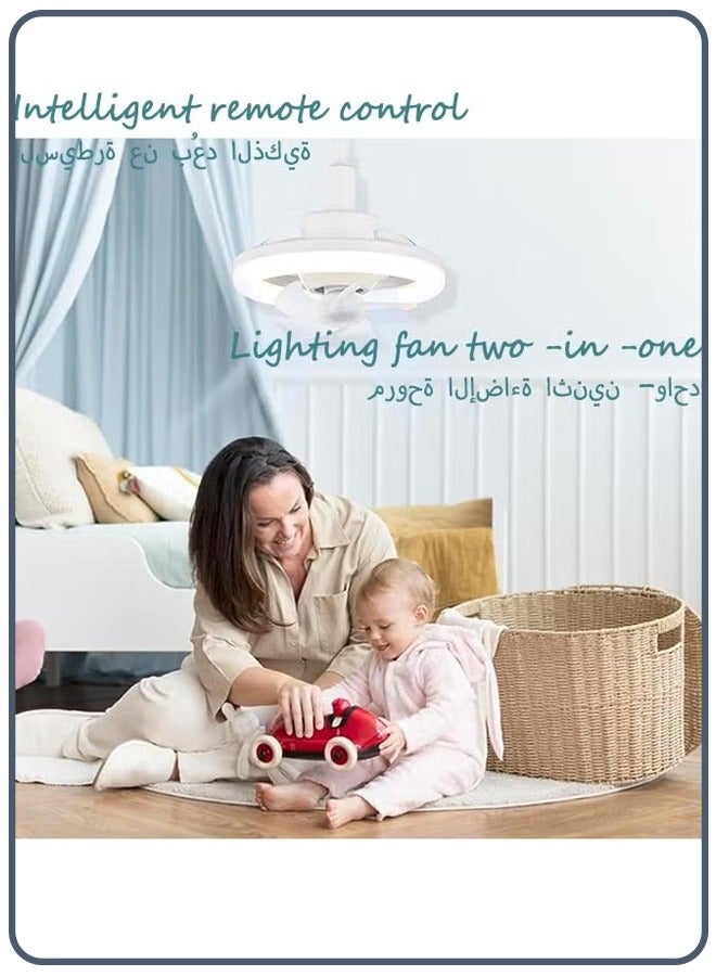 Ceiling Fan with Lights Remote LED Dimmable Mini Ceiling Fans with E27 LED Lamp 3 Wind speeds 2 Color Dimming and Timing Memory for Kids Room Living Room Bedroom  - Image 4