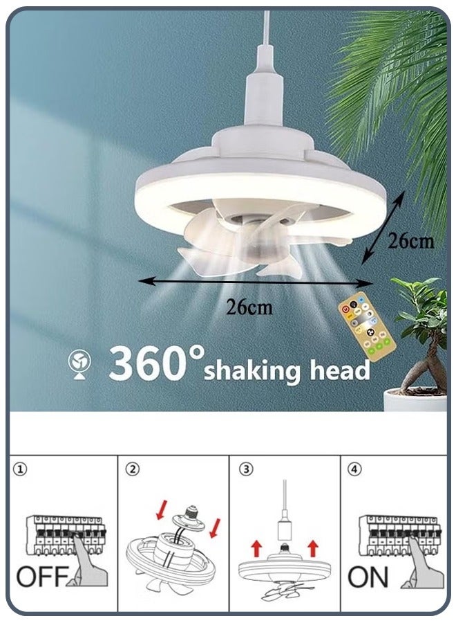 Ceiling Fan with Lights Remote LED Dimmable Mini Ceiling Fans with E27 LED Lamp 3 Wind speeds 2 Color Dimming and Timing Memory for Kids Room Living Room Bedroom  - Image 2