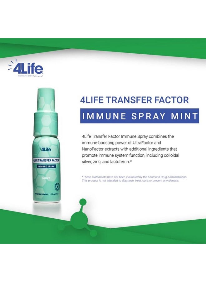 4لايف رذاذ 4Life Transfer Factor Immune - يدعم صحة المناعة في الفم والحلق بالزنك ومستخلص جذر الخطمي - بنكهة النعناع - 1.7 أونصة  - Image 2
