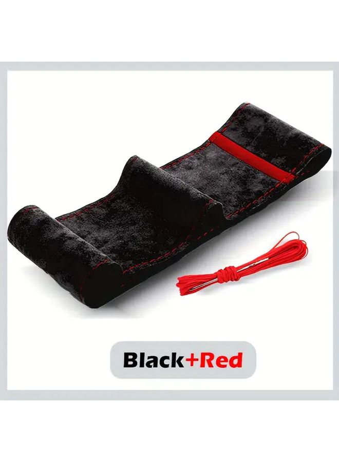 Black And Blue PU Leather Steering Wheel Cover Breathable Anti Slip Design For All Seasons - Image 3