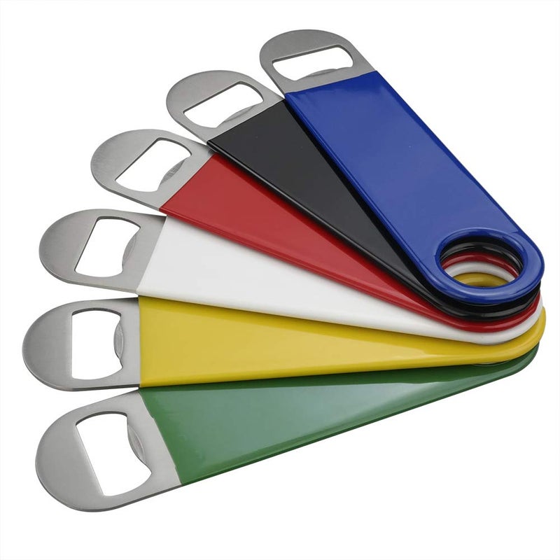 Anbers Anbers Rubber Coated Stainless Steel Flat Beer Bottle Opener Bar Keys Set of 6