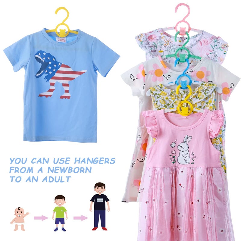 MJRASG 40 Pack Baby Hangers For Closet Plastic Kids Hangers Clothes Space Saving Hangers Non Slip Extendable Baby Hangers For Nursery Toddler Heavy Duty Clothing Hangers Bulk  Mixed Color - Image 3