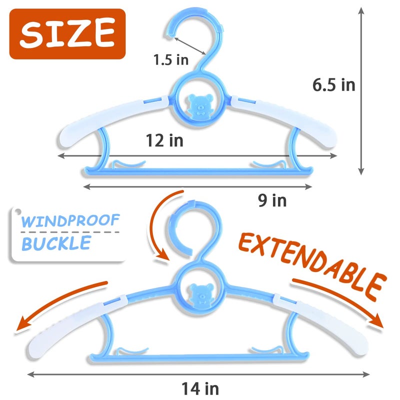 MJRASG 40 Pack Baby Hangers For Closet Plastic Kids Hangers Clothes Space Saving Hangers Non Slip Extendable Baby Hangers For Nursery Toddler Heavy Duty Clothing Hangers Bulk  Mixed Color - Image 4