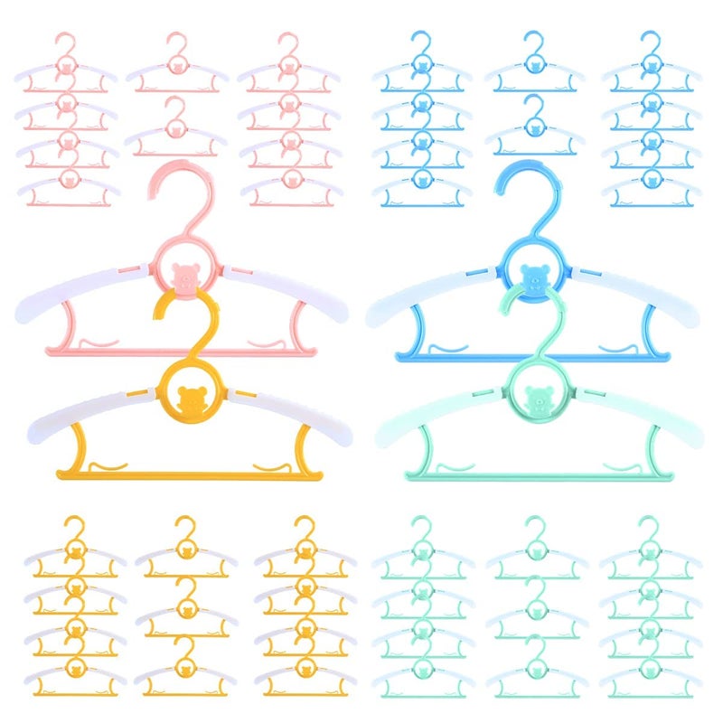 MJRASG 40 Pack Baby Hangers For Closet Plastic Kids Hangers Clothes Space Saving Hangers Non Slip Extendable Baby Hangers For Nursery Toddler Heavy Duty Clothing Hangers Bulk  Mixed Color - Image 1