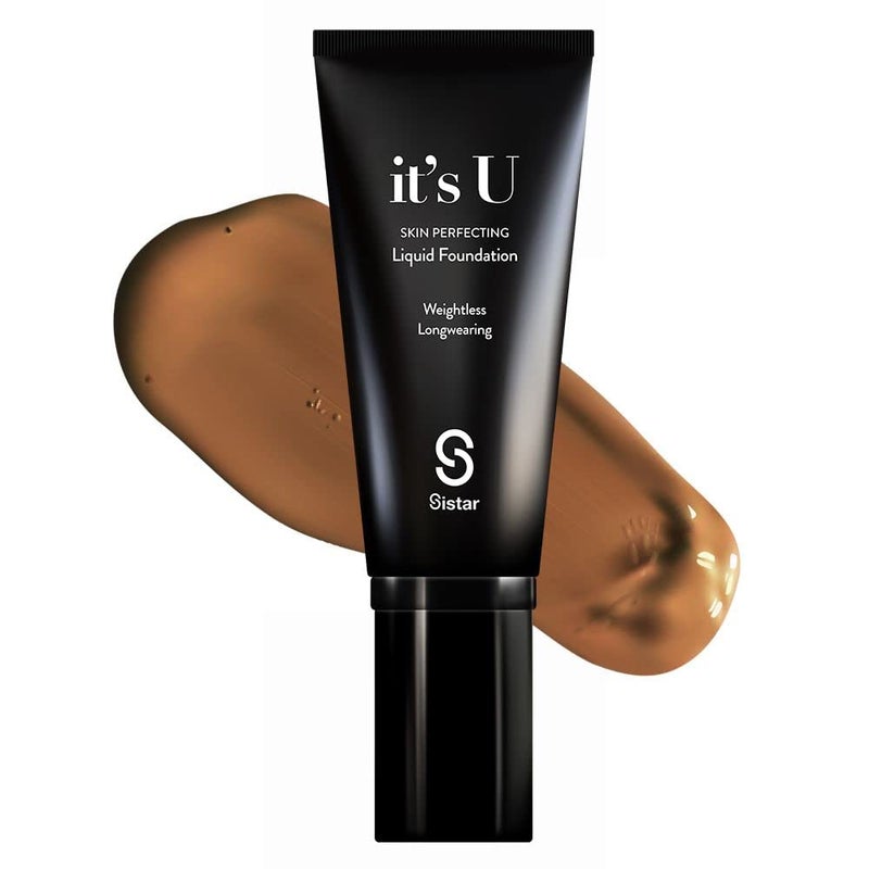 Sistar its U Skin Perfecting Liquid Foundation Medium Coverage Buildable Weightless Longwearing Blendable 35 g 123 oz Brownie