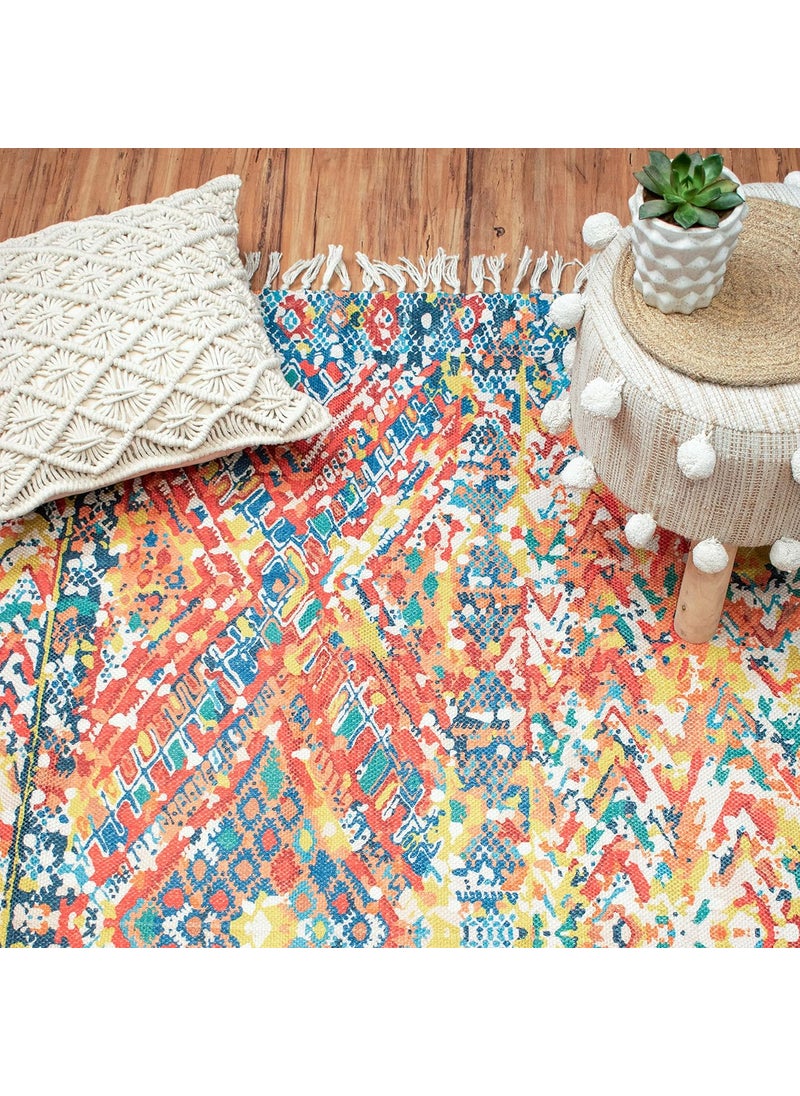 HOMADORN HOMADORN Handmade Sustainable PET Recycled Printed Modern Bohemian DhurrieRugsCarpet for Living Room Drawing RoomBedroom Bedside Runner Design 13 3 FEETX 5 FEET  - Image 1